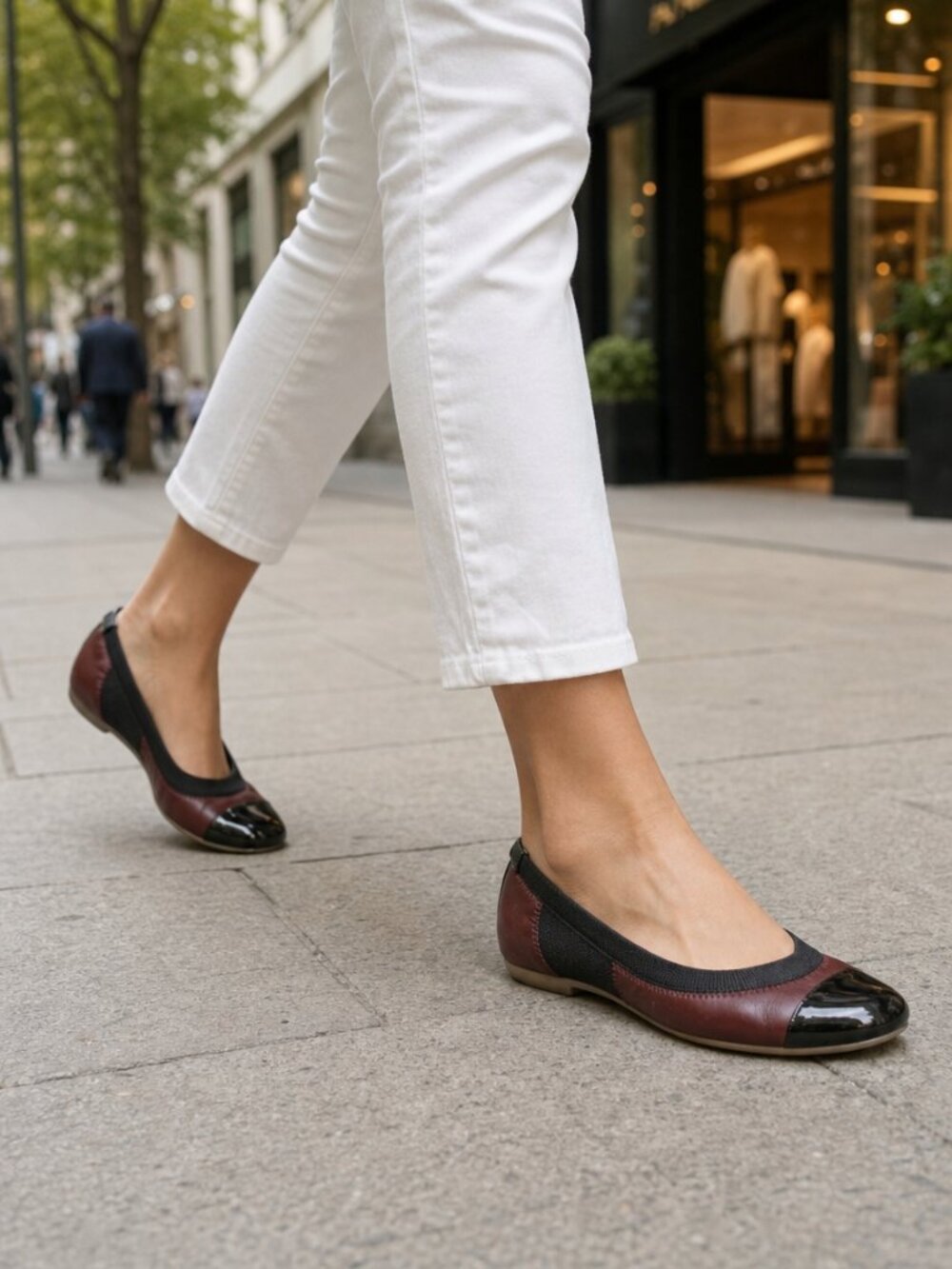 J.Crew Burgundy Leather Ballet Flats Black Cap Toe Sz 7